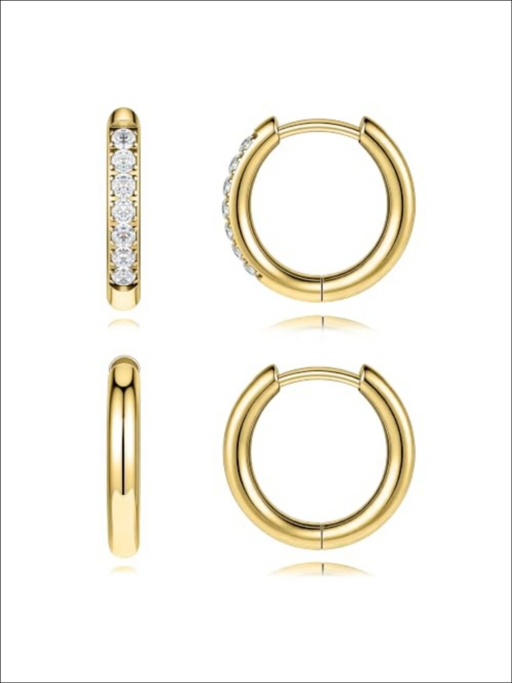 Titanium Huggie Hoop Earrings 14K Gold Plated Hinged Hoops